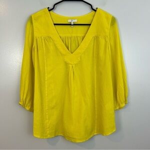 Joie Lightweight Yellow V-neckline Cotton Blouse Size XS